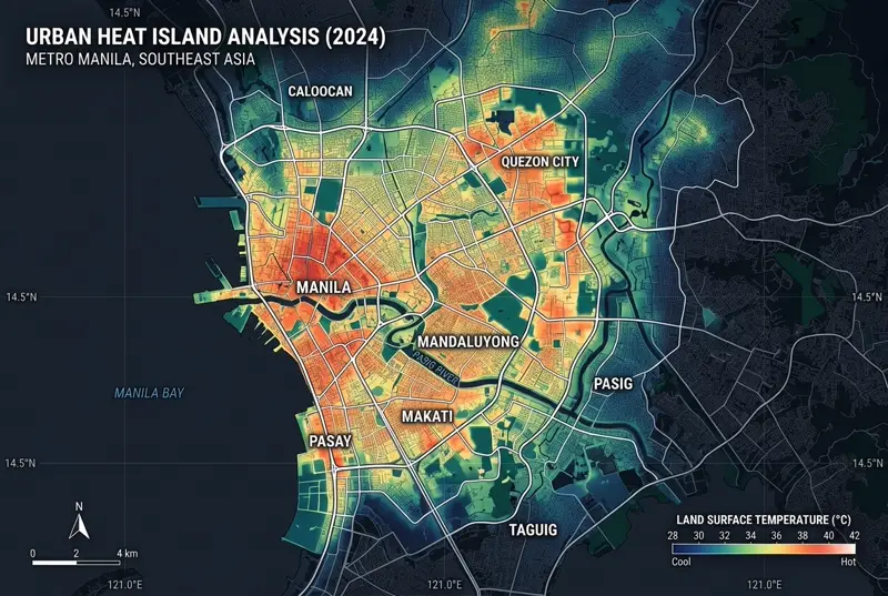 Understanding Urban Heat Island Effects with Landsat-8 Thermal IR & LST Mapping
